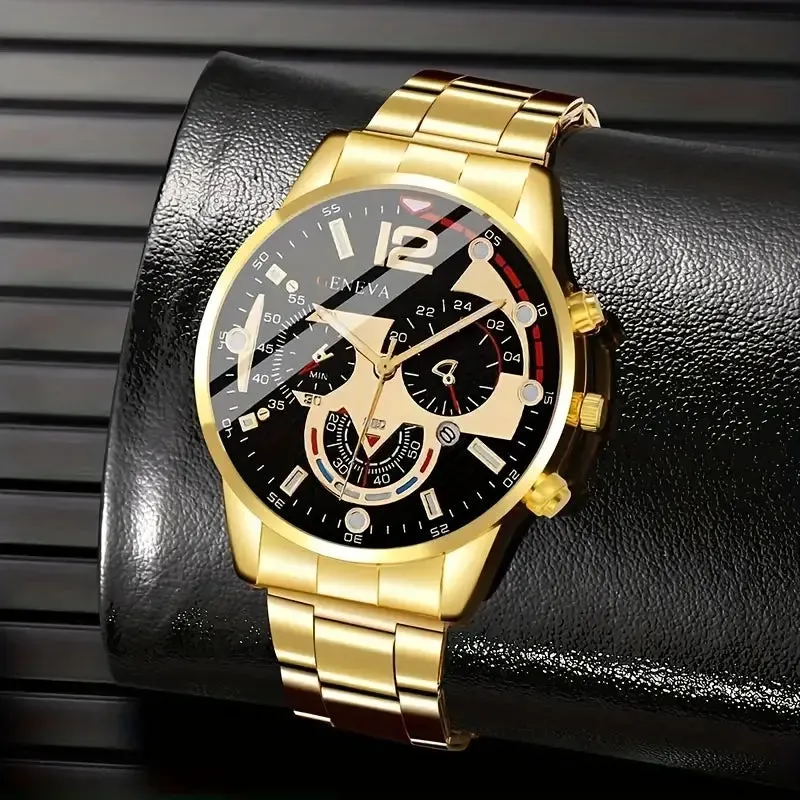 3-Pack: Luxury Men's Quartz Watch Set with Precision Time Scale