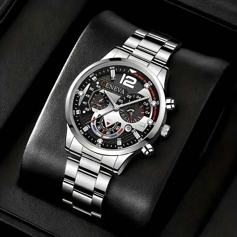 3-Pack: Luxury Men's Quartz Watch Set with Precision Time Scale