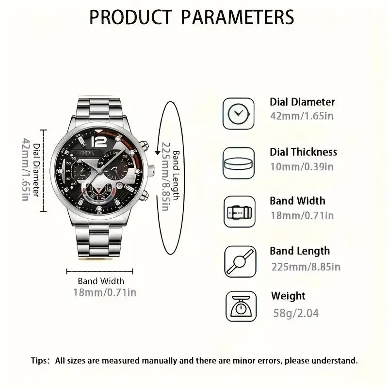 3-Pack: Luxury Men's Quartz Watch Set with Precision Time Scale