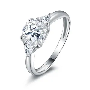 3-Stone Cushion Center Stone Created Diamond Ring