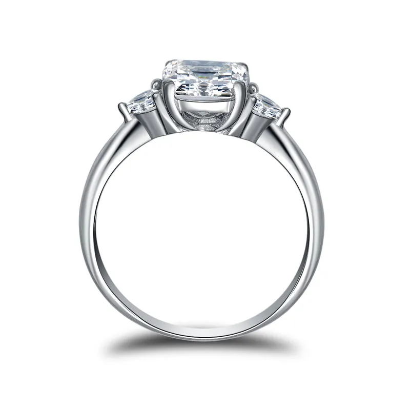 3-Stone Cushion Center Stone Created Diamond Ring