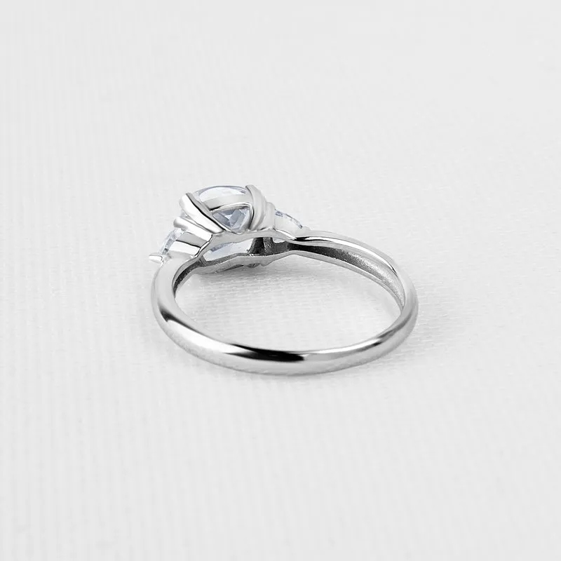 3-Stone Cushion Center Stone Created Diamond Ring