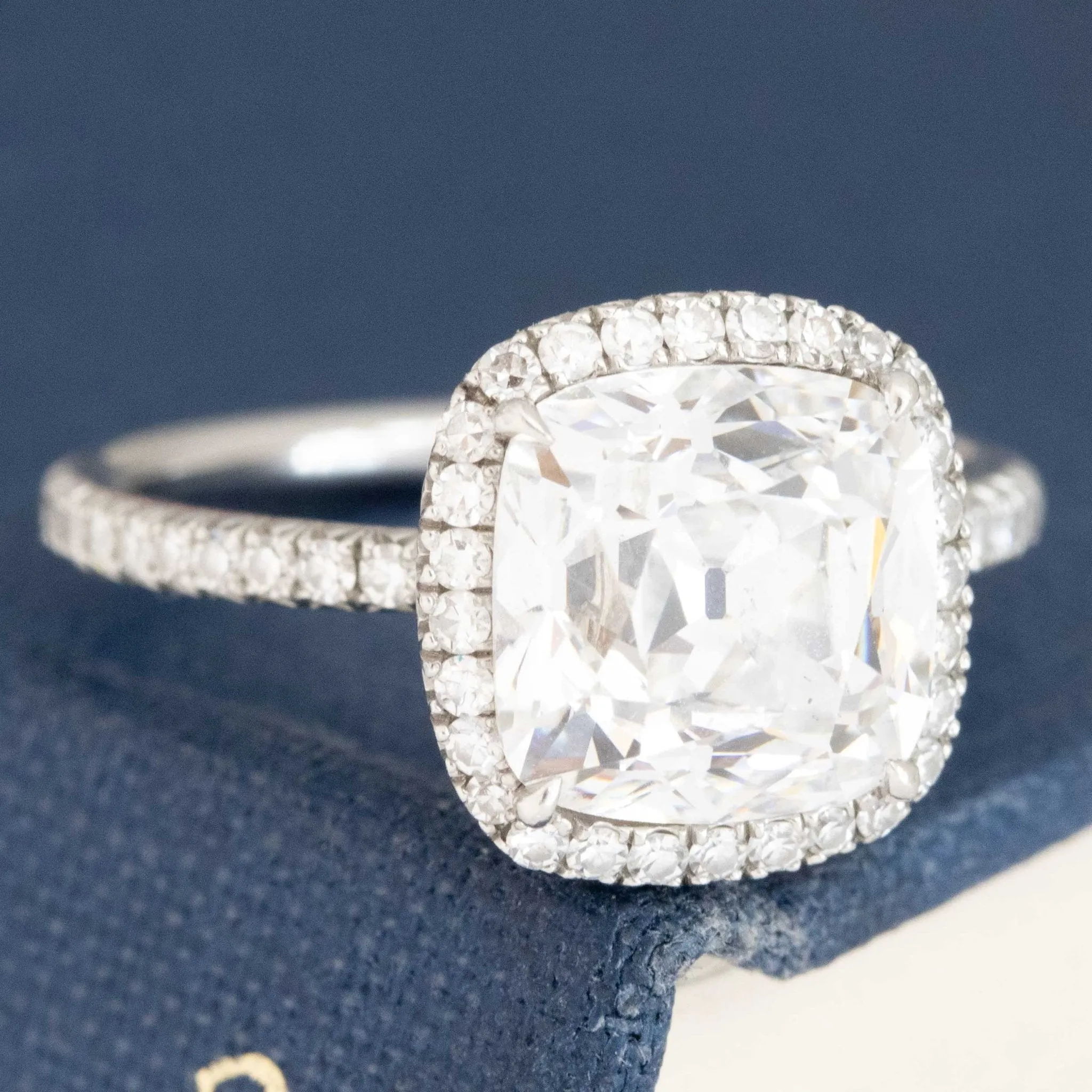 3.10ctw Cushion Cut Diamond Halo Ring by Leon Mege
