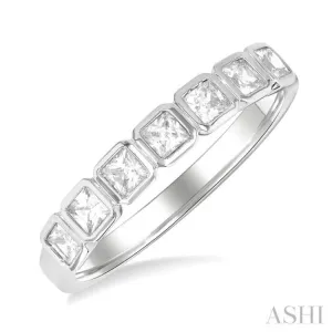 3/4 ctw  East-West Set Princess Cut Bezel Diamond Stackable Fashion Band in 14K White Gold