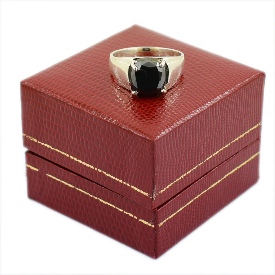 3.50 Ct Cushion Cut Certified Black Diamond Solitaire Ring in 925 Silver. Excellent Cut & Luster