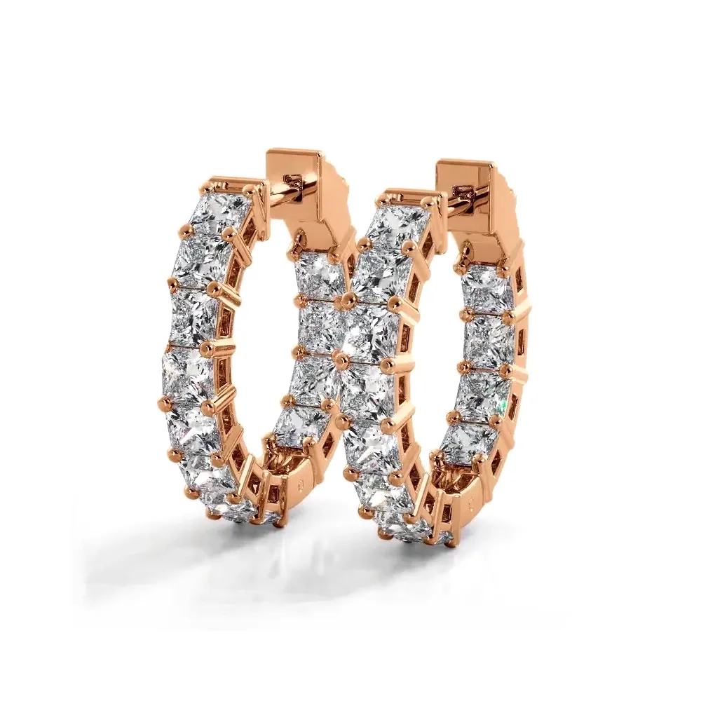 3.50 ctw. Princess Cut Diamond Hoop Earrings