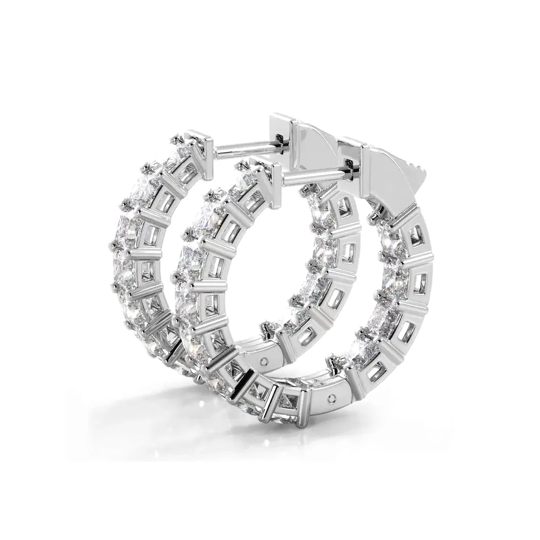 3.50 ctw. Princess Cut Diamond Hoop Earrings