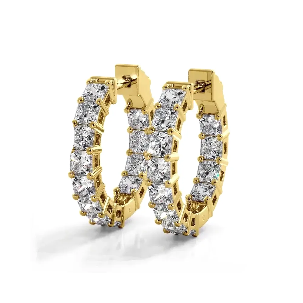 3.50 ctw. Princess Cut Diamond Hoop Earrings