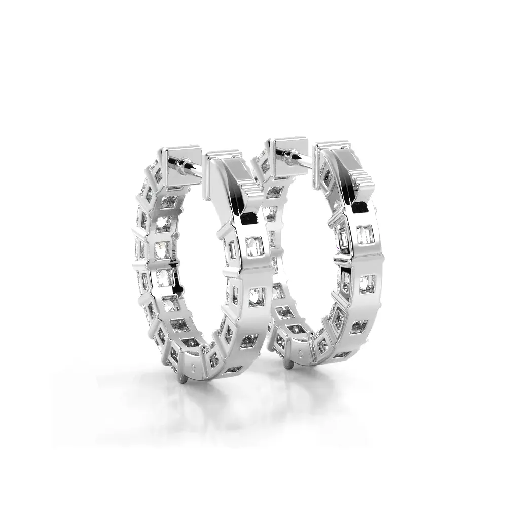 3.50 ctw. Princess Cut Diamond Hoop Earrings