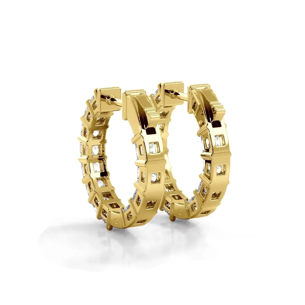 3.50 ctw. Princess Cut Diamond Hoop Earrings