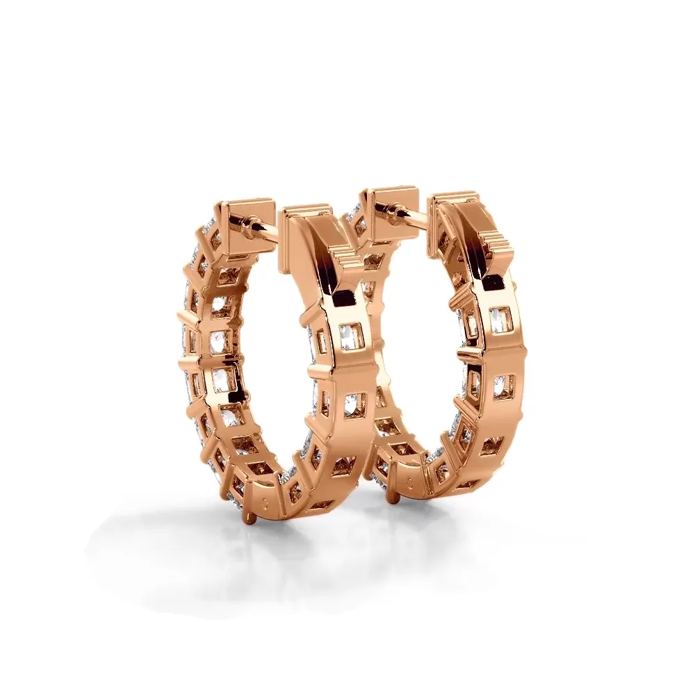 3.50 ctw. Princess Cut Diamond Hoop Earrings
