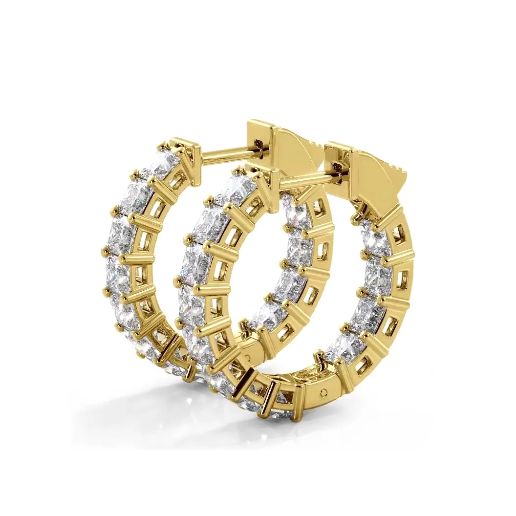 3.50 ctw. Princess Cut Diamond Hoop Earrings
