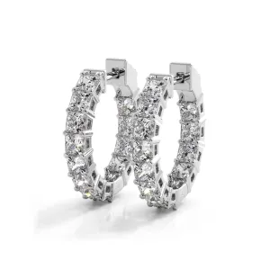 3.50 ctw. Princess Cut Diamond Hoop Earrings