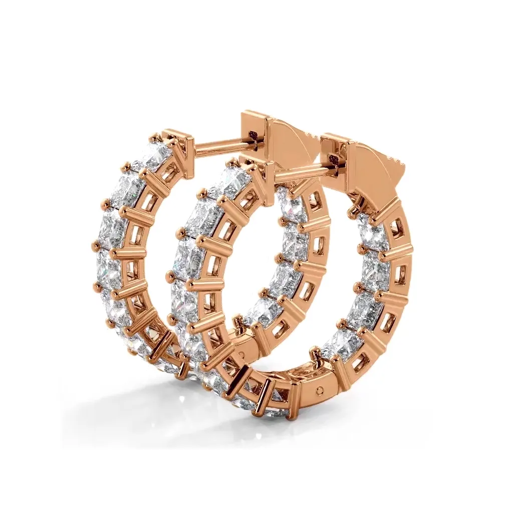 3.50 ctw. Princess Cut Diamond Hoop Earrings