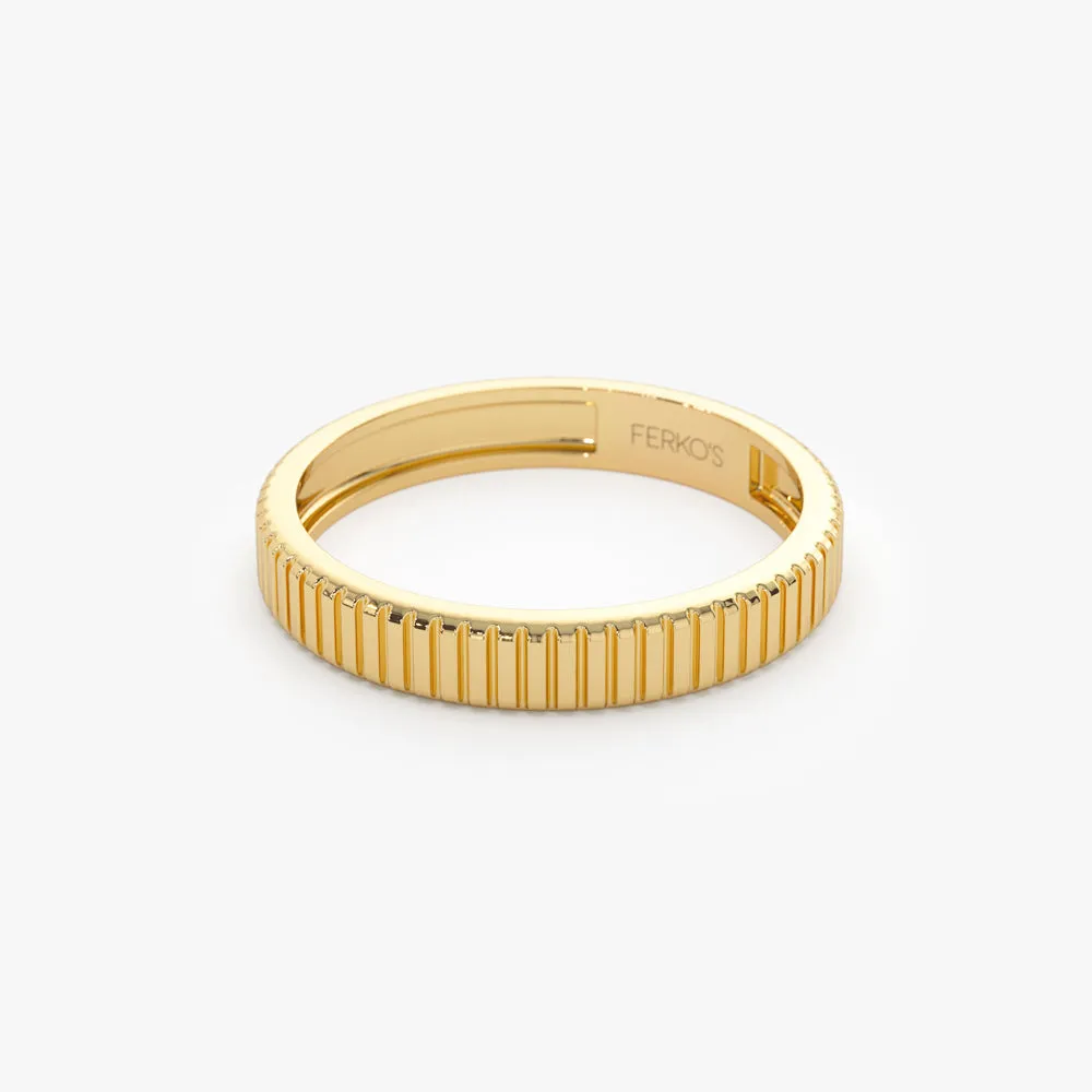 3MM Ribbed Ring in 14k Gold