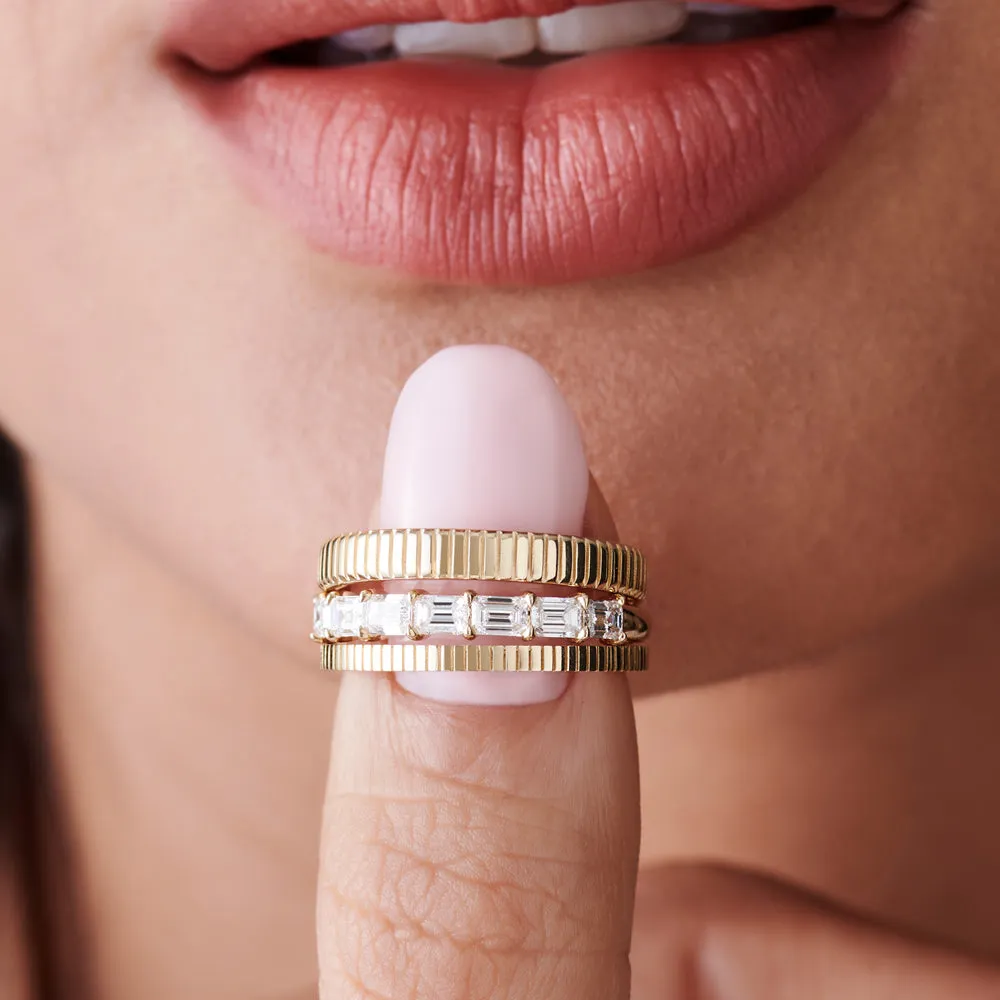 3MM Ribbed Ring in 14k Gold