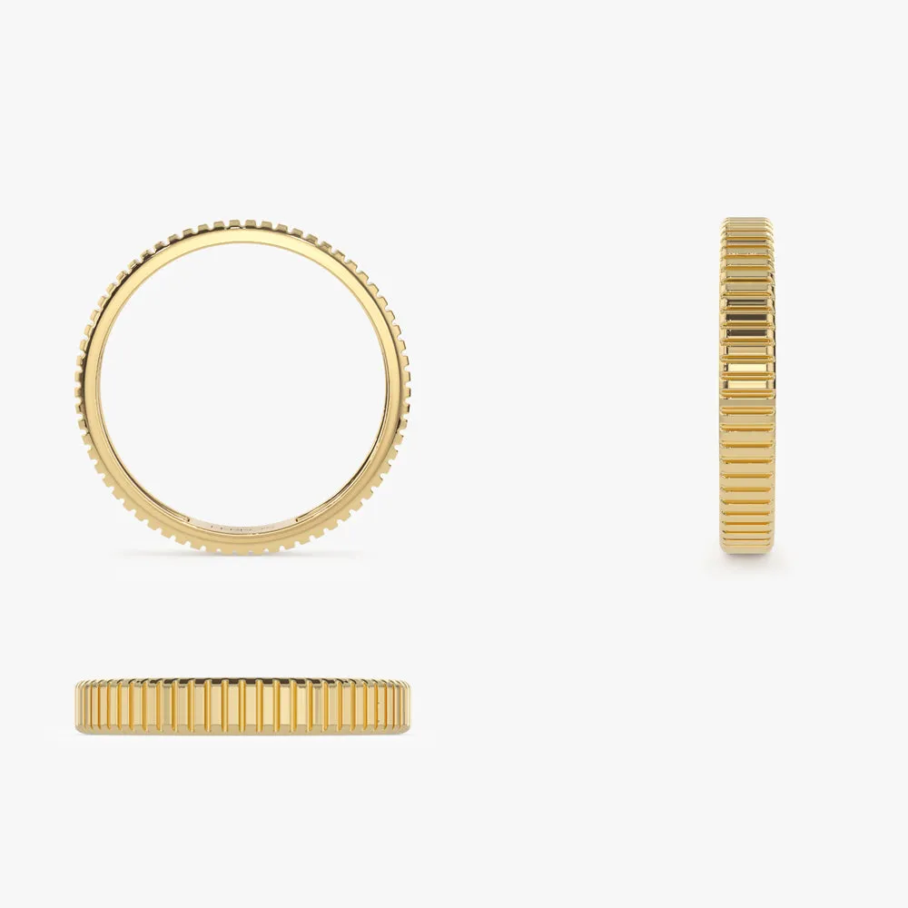 3MM Ribbed Ring in 14k Gold