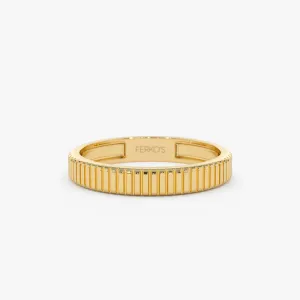3MM Ribbed Ring in 14k Gold