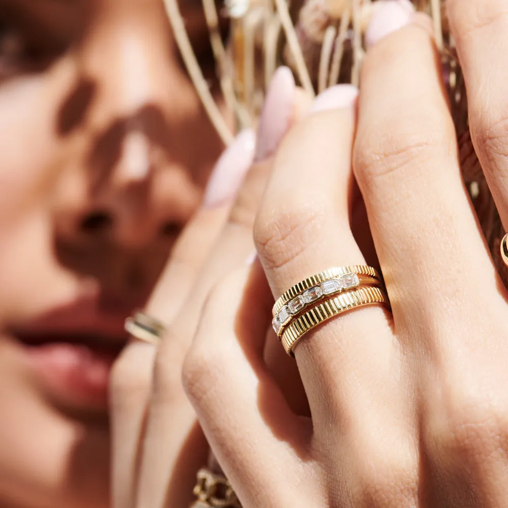 3MM Ribbed Ring in 14k Gold
