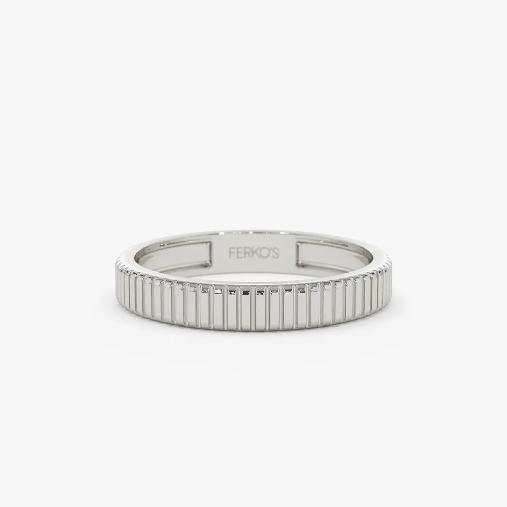 3MM Ribbed Ring in 14k Gold