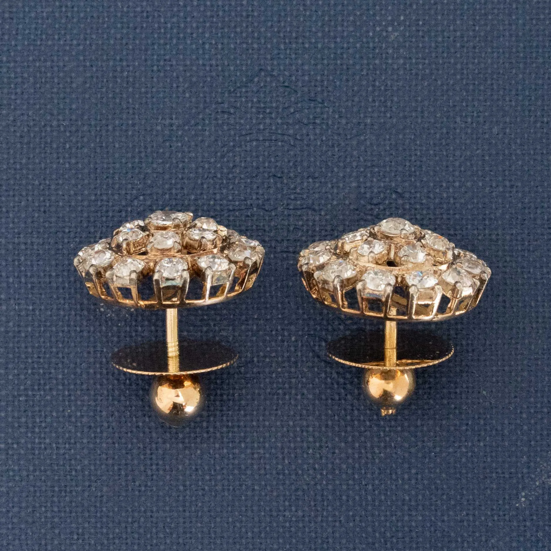 4.00ctw Antique Old Mine Cut Diamond Cluster Earrings