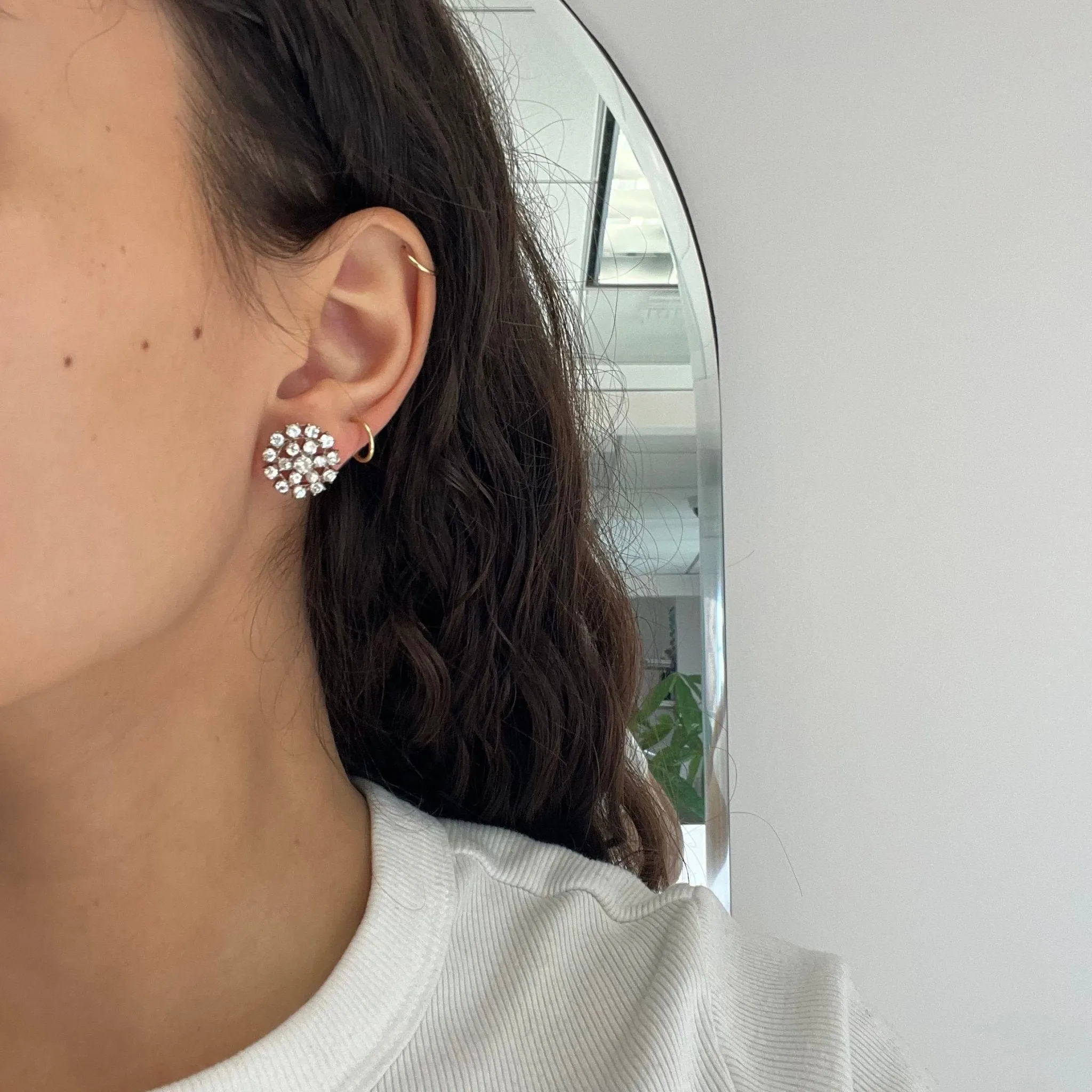 4.00ctw Antique Old Mine Cut Diamond Cluster Earrings