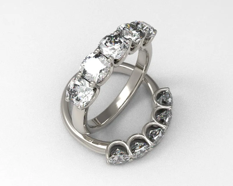 5 Stone August Vintage Wedding Band w Lab Grown Diamonds