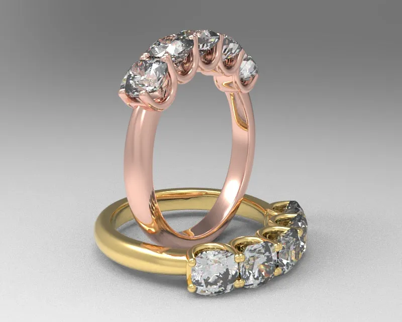 5 Stone August Vintage Wedding Band w Lab Grown Diamonds