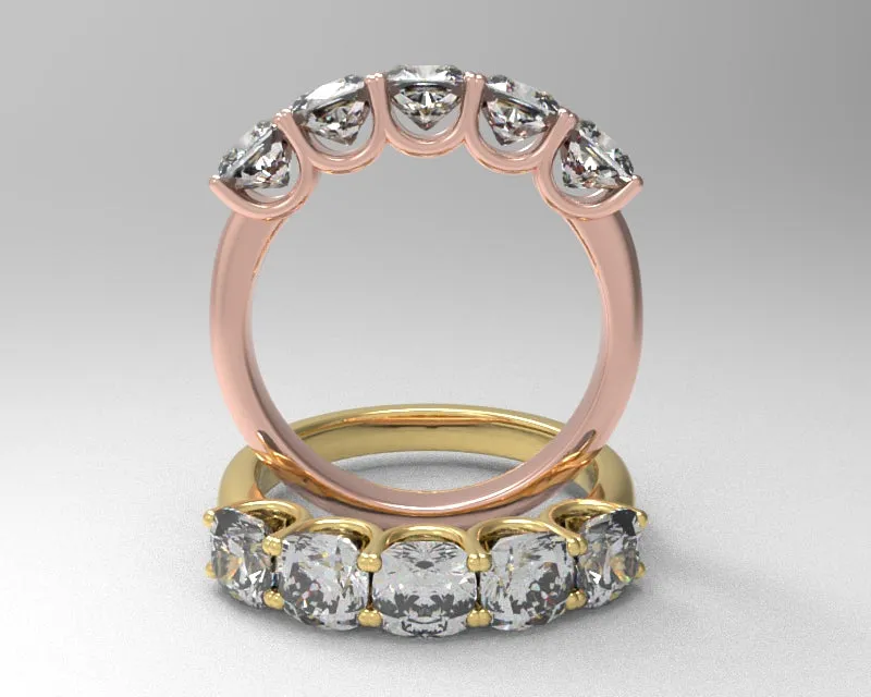 5 Stone August Vintage Wedding Band w Lab Grown Diamonds