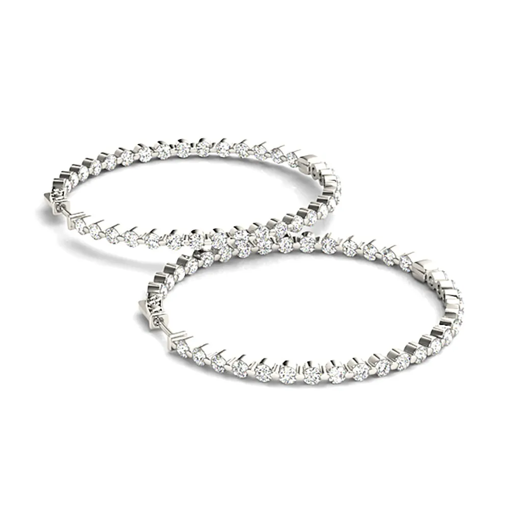 6.0 ct. Floating Diamond Hoop Earrings Inside-Out Style