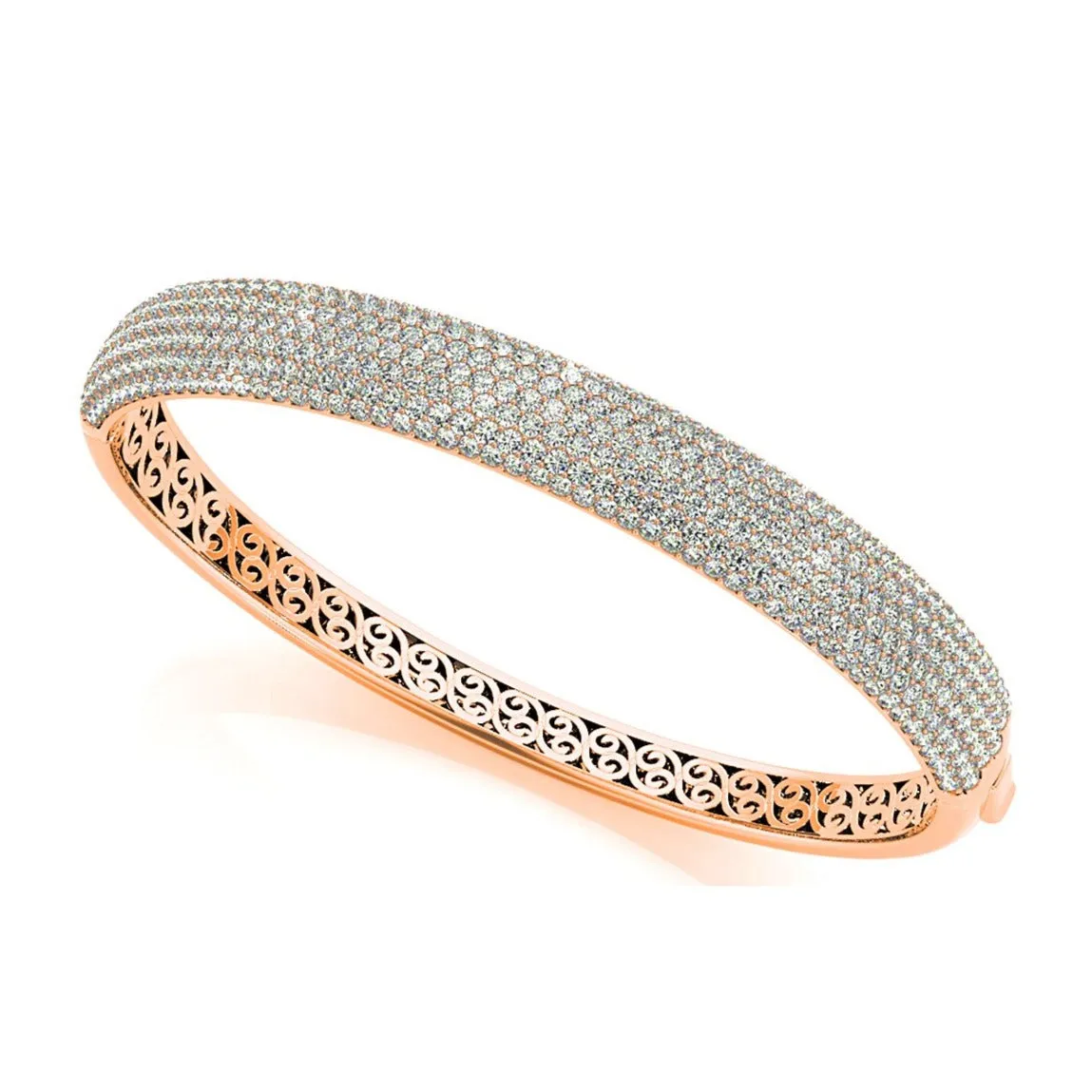 6.75 ctw Multi Row Diamond Pave Set Bangle Bracelet