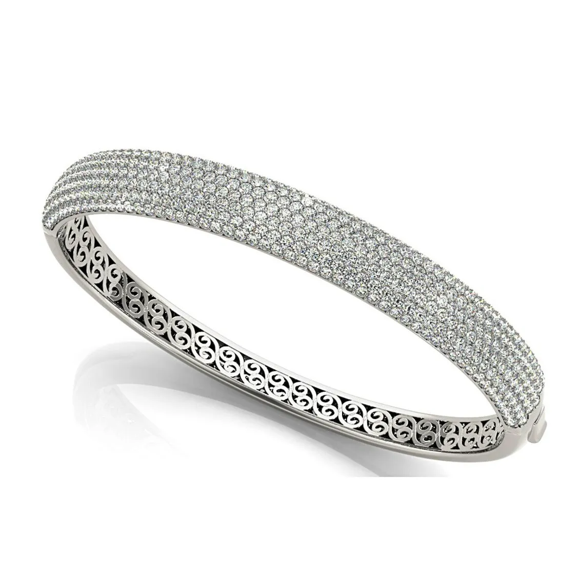 6.75 ctw Multi Row Diamond Pave Set Bangle Bracelet