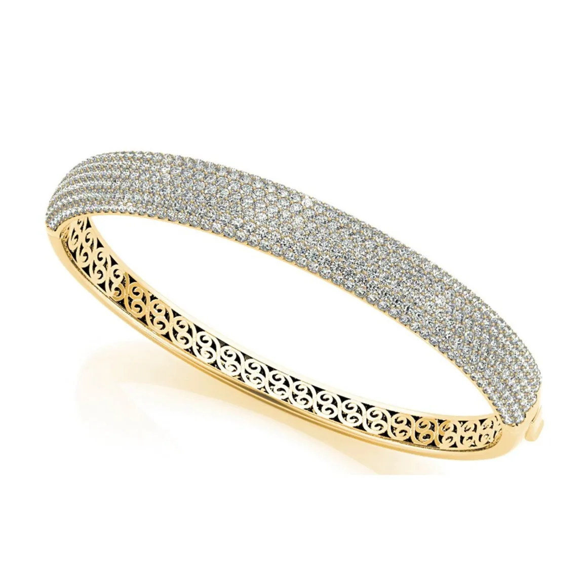 6.75 ctw Multi Row Diamond Pave Set Bangle Bracelet