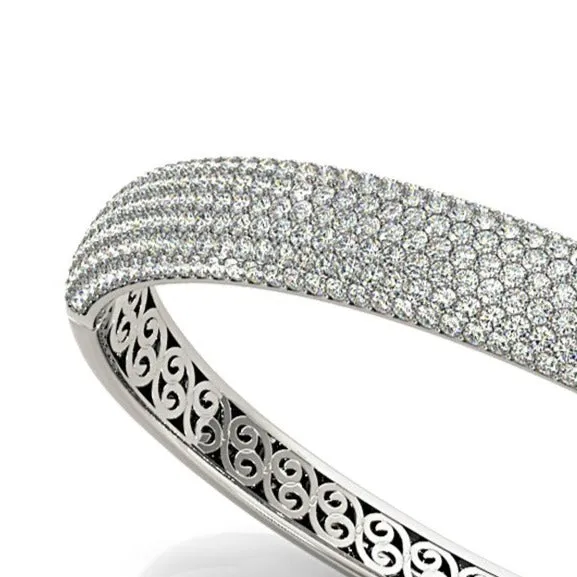 6.75 ctw Multi Row Diamond Pave Set Bangle Bracelet