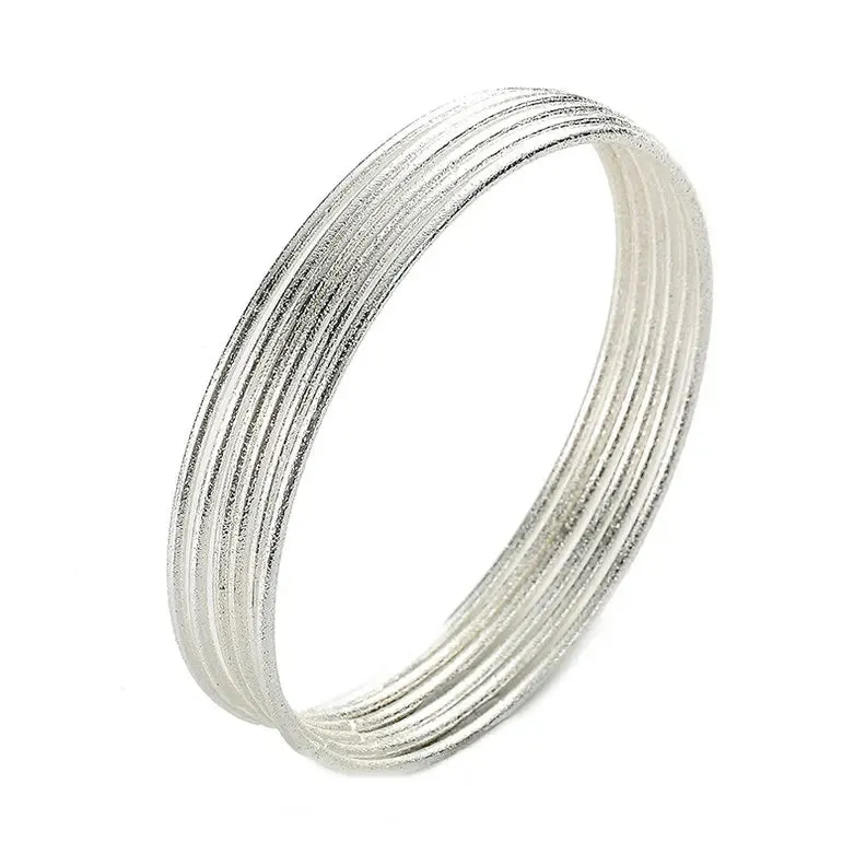 6PC/SET Fashion Gold Plated Silver Color Bangles Bracelets For Women 68mm Big Circle Wire Indian Bangle Jewelry Gifts