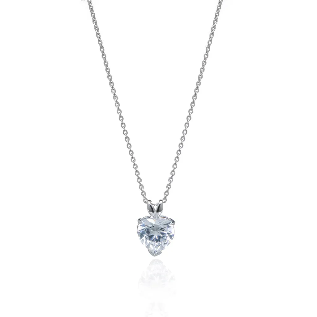 7.5 Carat Cubic Zirconia Heart Set In Sterling Silver
