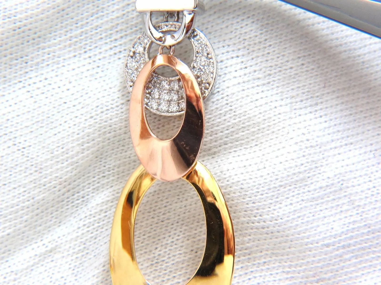 .80CT NATURAL DIAMONDS DANGLE EARRINGS TRICOLOR 3D 4 TIER HIGH SHINE