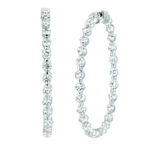 8.40 Carat Natural Diamond Hoop Earrings G SI 14K White Gold 15 pts each