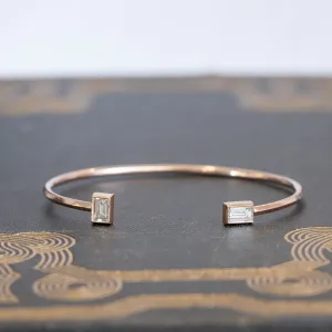 .88ctw Twin Stone Baguette Diamond Bangle 14kt Rose Gold