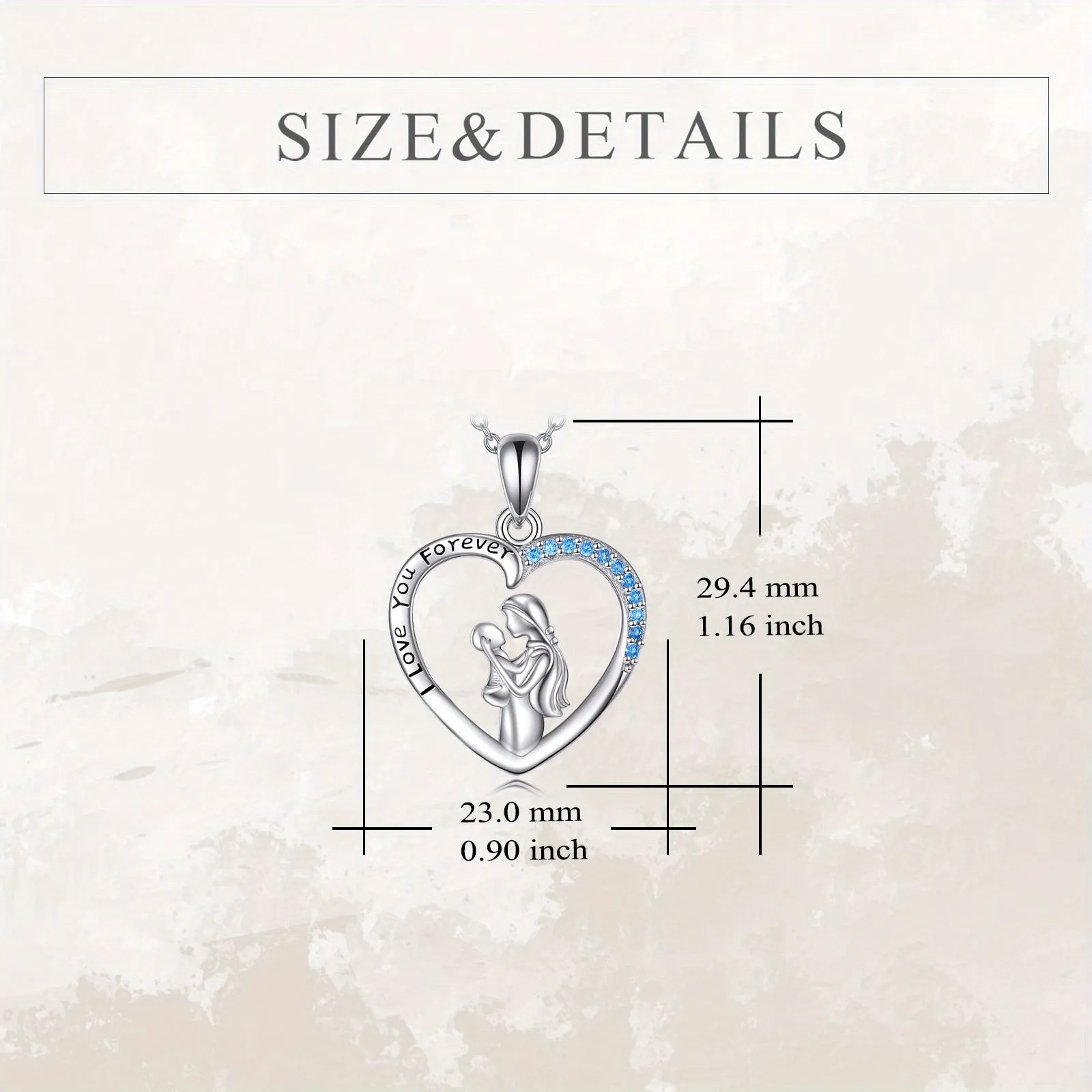 925 Sterling Silver Mum Heart Necklace Pendant Mother Baby Necklace