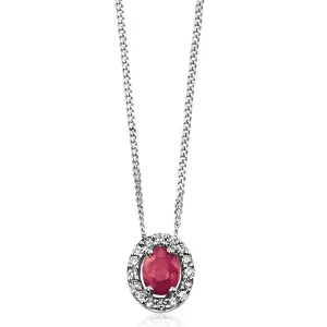 9ct White Gold Ruby & Diamond Pendant