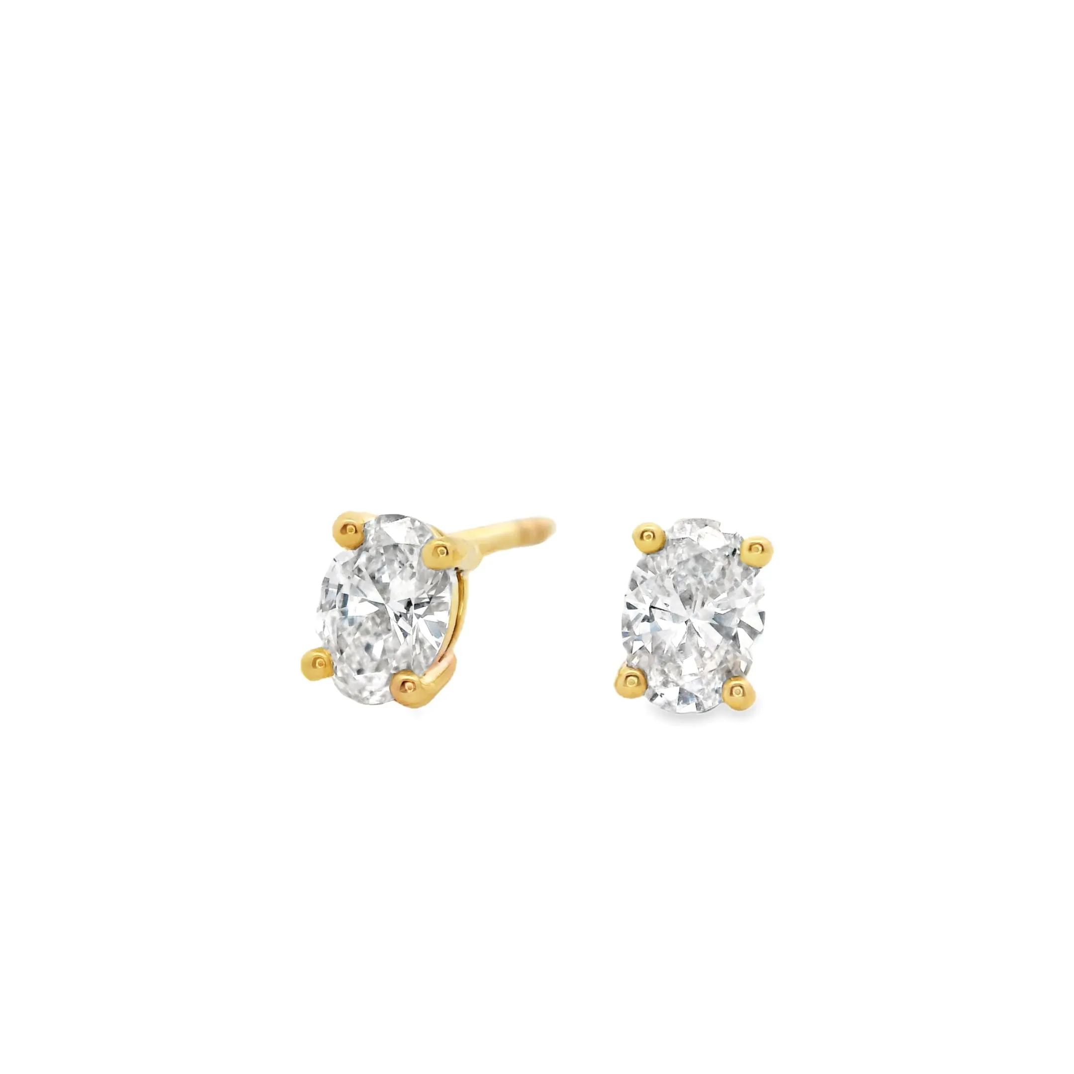9ct Yellow Gold Oval Cut Lab Grown Diamond Stud Earrings TDW=0.50ct