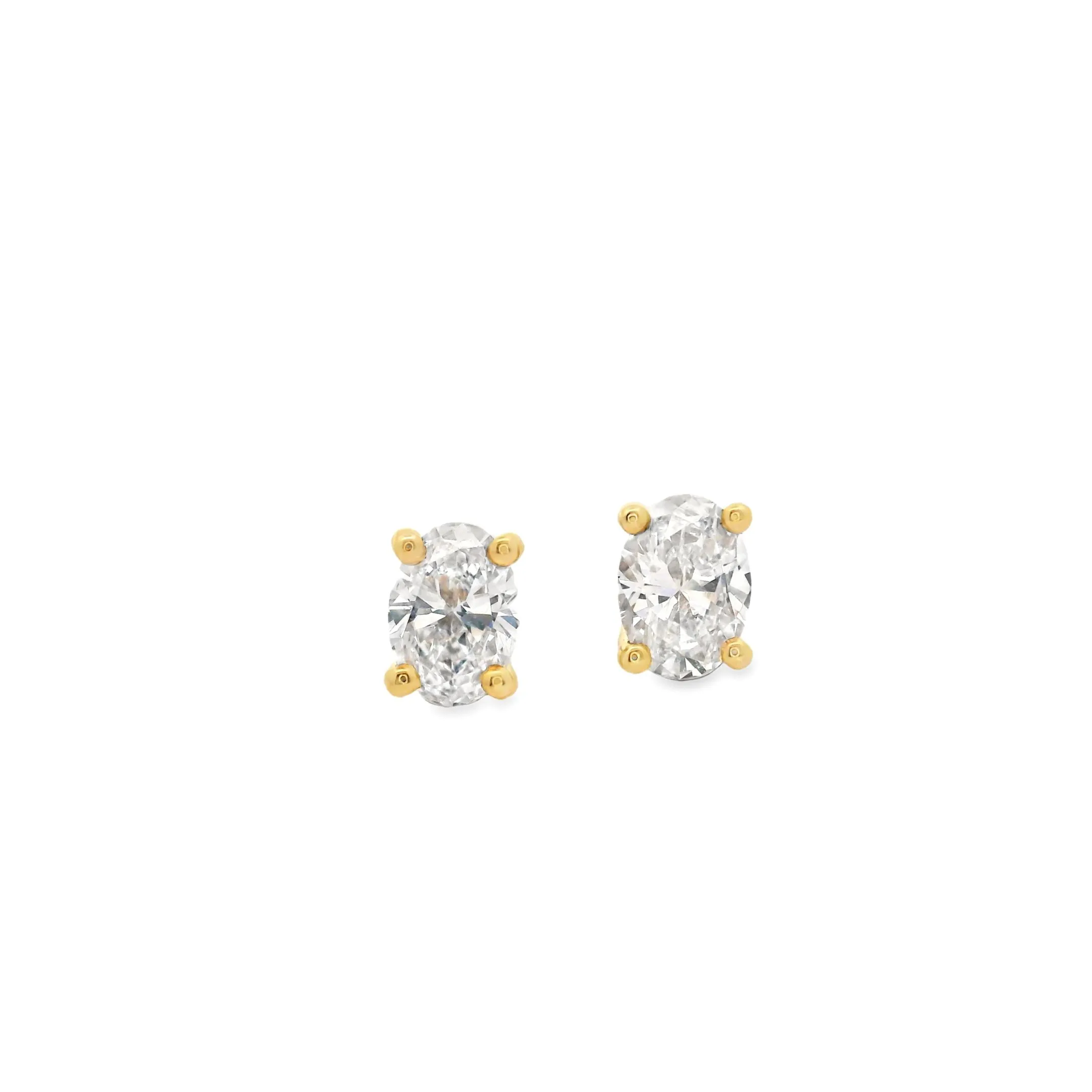 9ct Yellow Gold Oval Cut Lab Grown Diamond Stud Earrings TDW=0.50ct