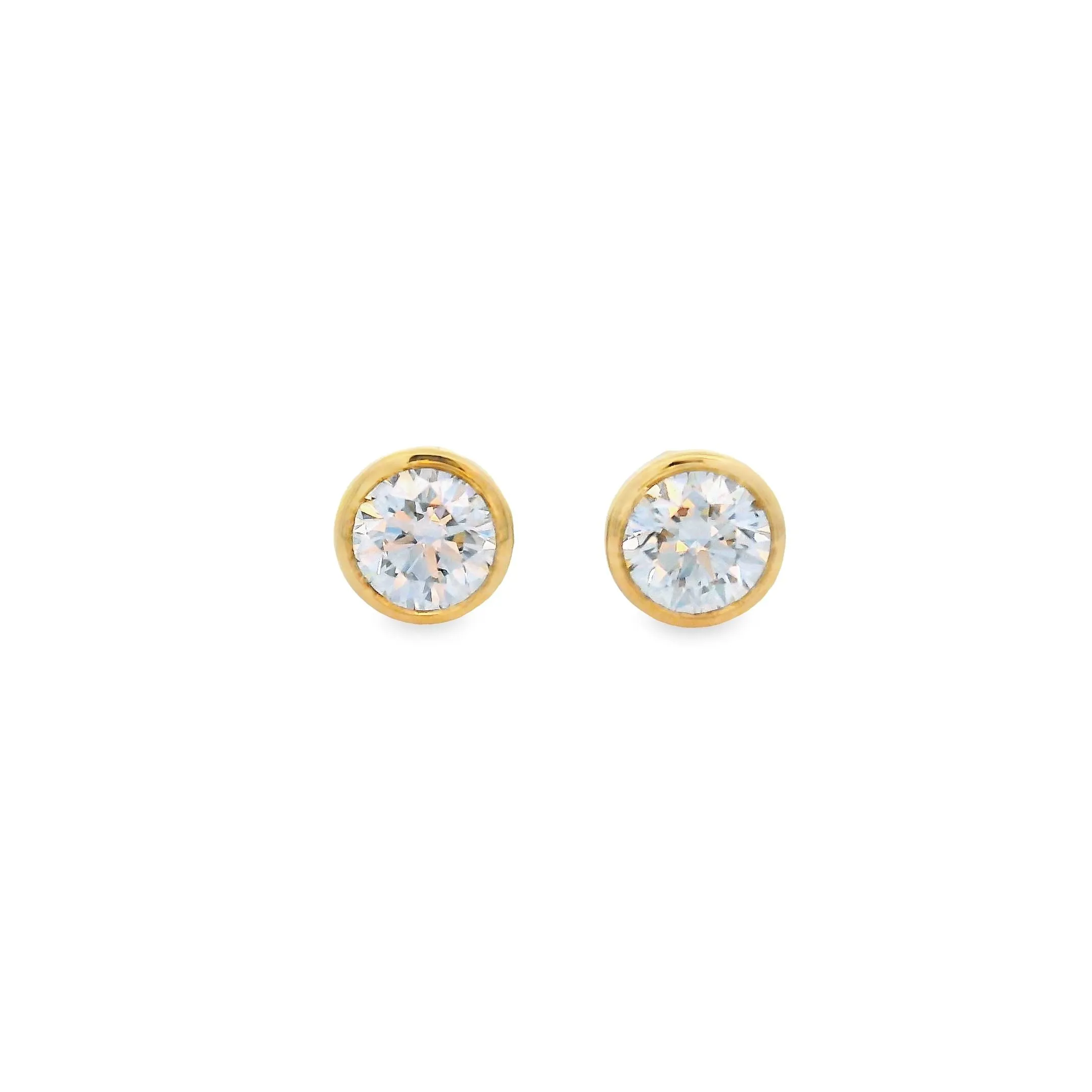 9ct Yellow Gold Round Lab Grown Diamond Bezel Set Stud Earrings TDW= 0.60ct