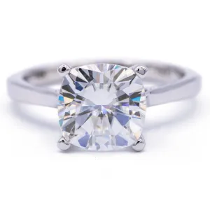 9mm Cushion Center Cathedral Set Surprise Diamond and Filigree Design 4 Prong Solitaire Engagement Ring