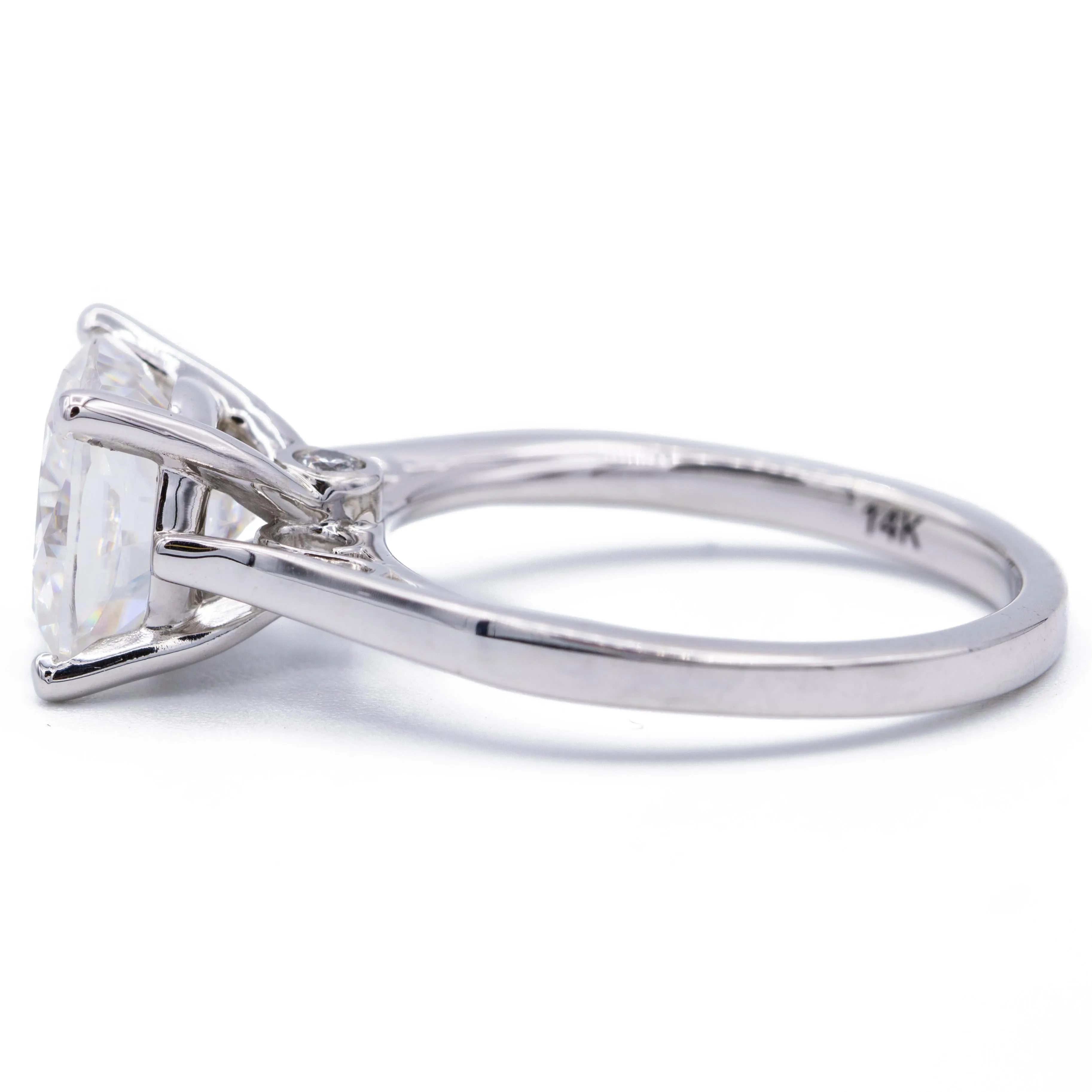 9mm Cushion Center Cathedral Set Surprise Diamond and Filigree Design 4 Prong Solitaire Engagement Ring