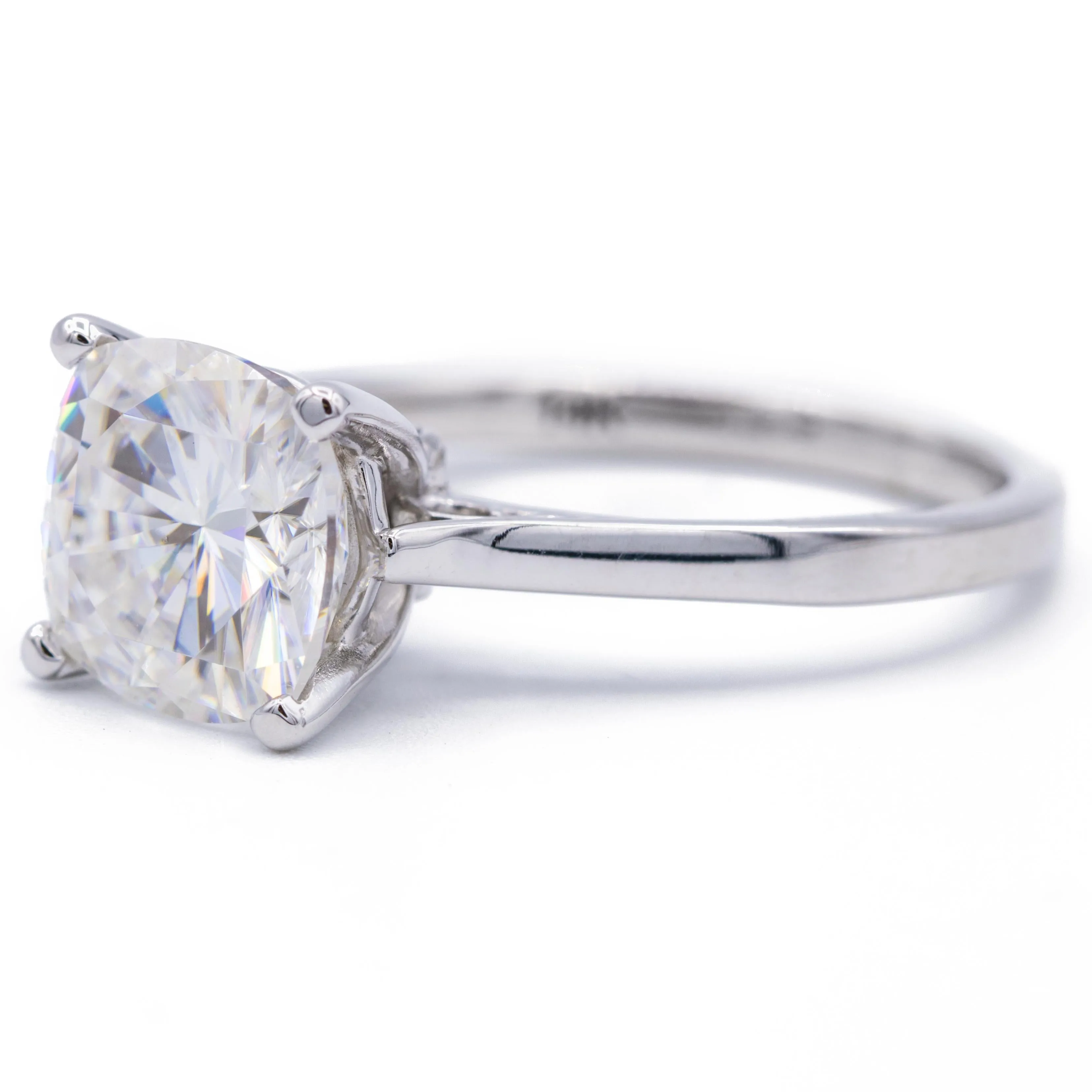 9mm Cushion Center Cathedral Set Surprise Diamond and Filigree Design 4 Prong Solitaire Engagement Ring