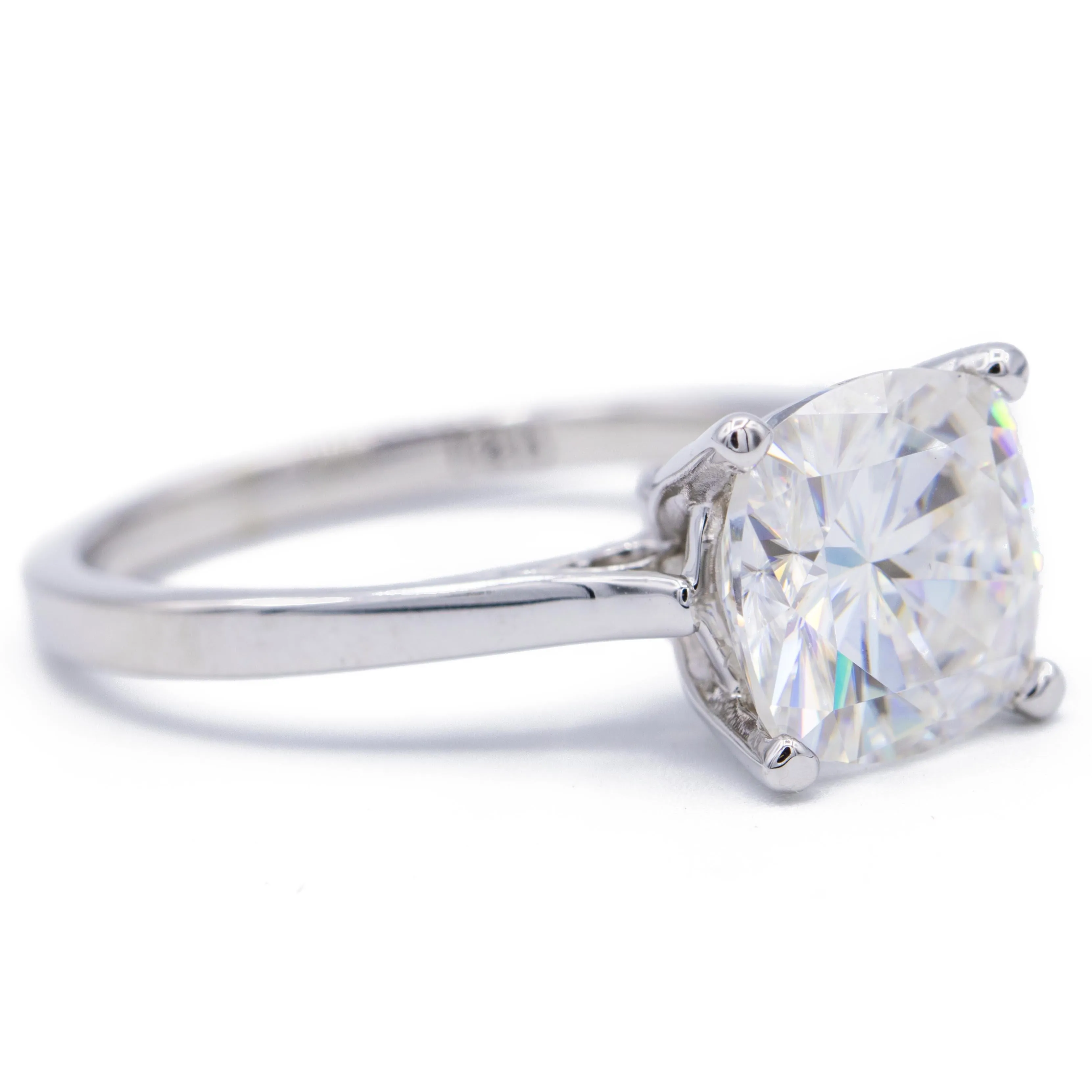 9mm Cushion Center Cathedral Set Surprise Diamond and Filigree Design 4 Prong Solitaire Engagement Ring