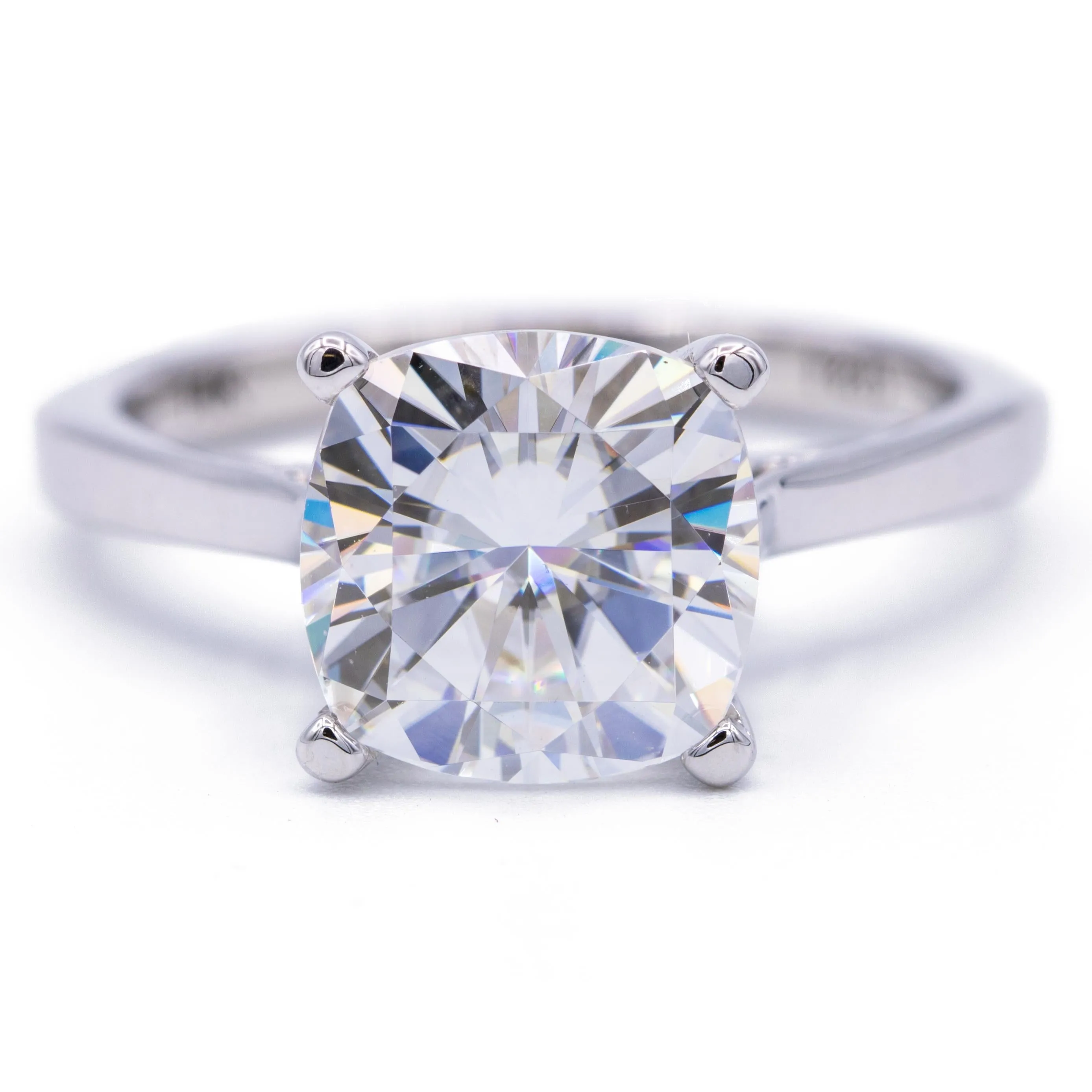9mm Cushion Center Cathedral Set Surprise Diamond and Filigree Design 4 Prong Solitaire Engagement Ring