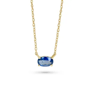 Abina Oval Sapphire Solitaire Necklace - Yellow Gold